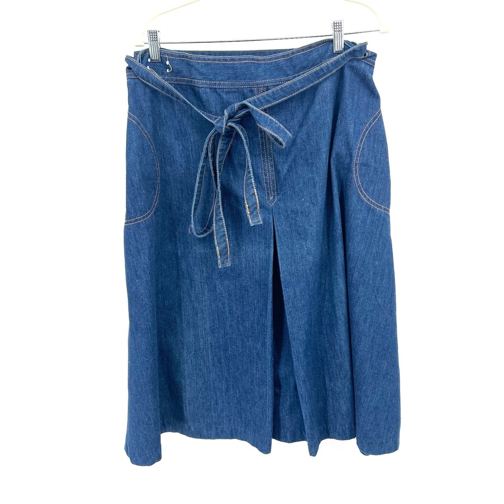 Vintage Young Stuff denim‎ wrap midi skirt retro Americana cottagecore boho OS